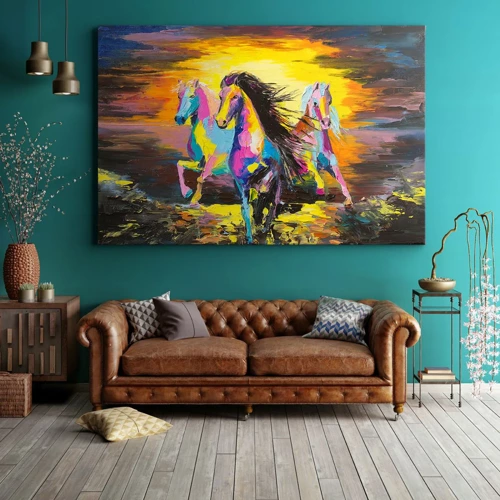 Bild auf Leinwand - Leinwandbild - Eingetaucht in den Regenbogen - 70x50 cm