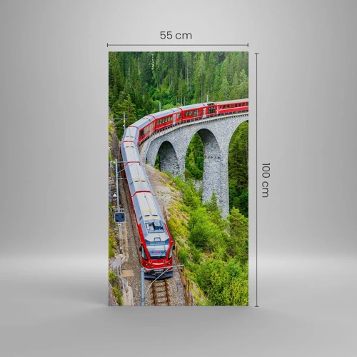 Bild auf Leinwand - Leinwandbild - Eisenbahn für Bergblick - 55x100 cm