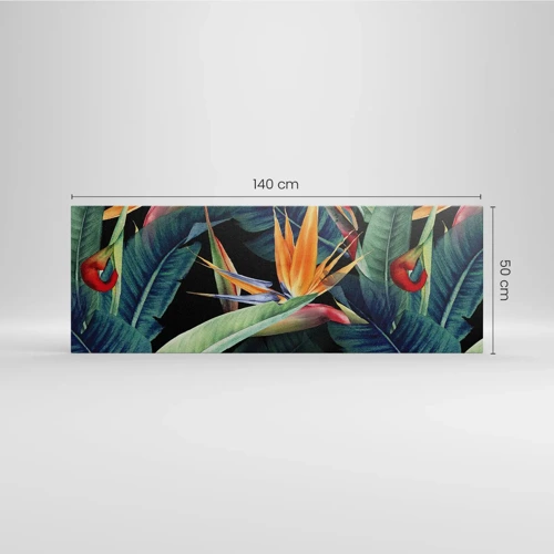 Bild auf Leinwand - Leinwandbild - Flammende Blumen der Tropen - 140x50 cm