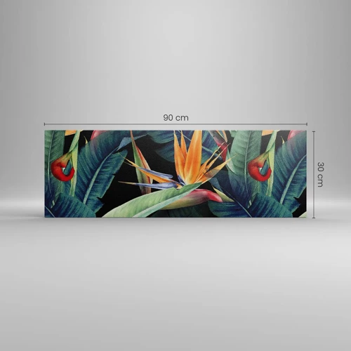 Bild auf Leinwand - Leinwandbild - Flammende Blumen der Tropen - 90x30 cm