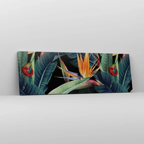 Bild auf Leinwand - Leinwandbild - Flammende Blumen der Tropen - 90x30 cm