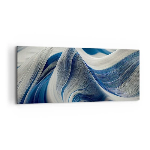 Bild auf Leinwand - Leinwandbild - Fließfähigkeit von Blau und Weiß - 100x40 cm