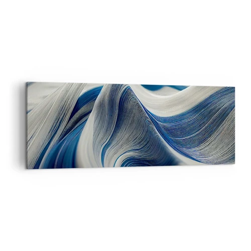 Bild auf Leinwand - Leinwandbild - Fließfähigkeit von Blau und Weiß - 140x50 cm