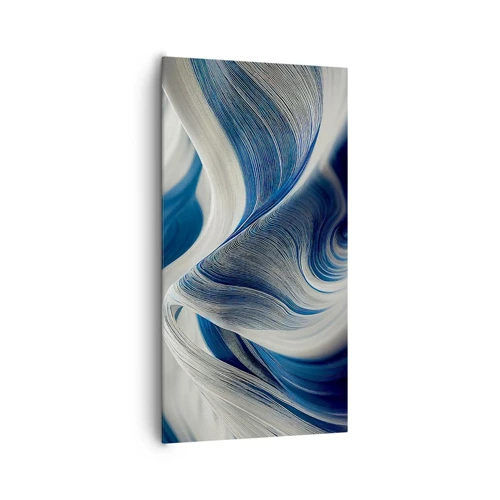 Bild auf Leinwand - Leinwandbild - Fließfähigkeit von Blau und Weiß - 65x120 cm