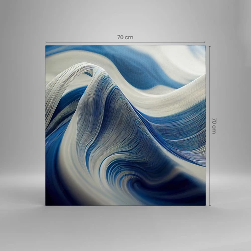 Bild auf Leinwand - Leinwandbild - Fließfähigkeit von Blau und Weiß - 70x70 cm