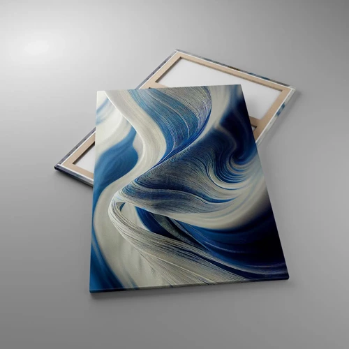 Bild auf Leinwand - Leinwandbild - Fließfähigkeit von Blau und Weiß - 80x120 cm