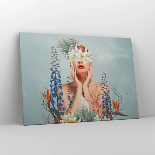 Bild auf Leinwand - Leinwandbild - Frau - Blume - 100x70 cm