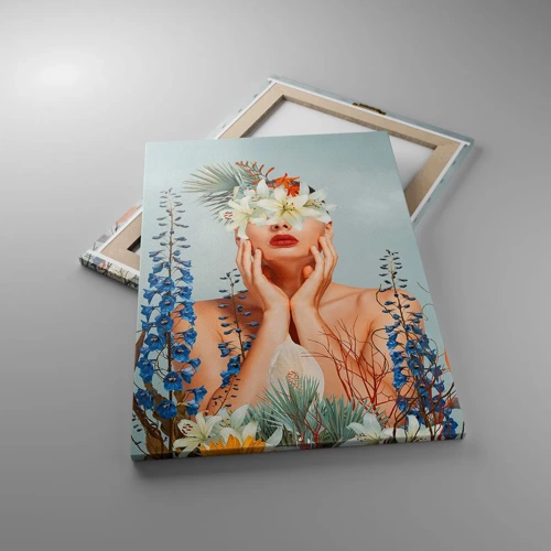 Bild auf Leinwand - Leinwandbild - Frau - Blume - 50x70 cm