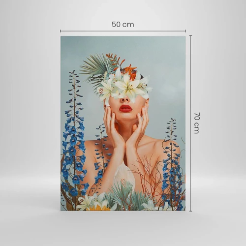 Bild auf Leinwand - Leinwandbild - Frau - Blume - 50x70 cm