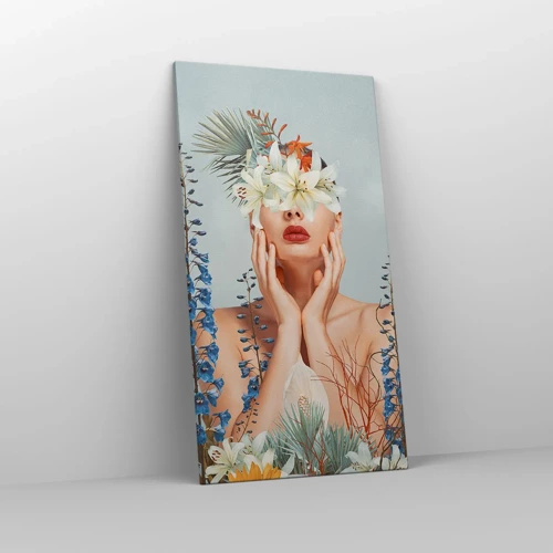 Bild auf Leinwand - Leinwandbild - Frau - Blume - 65x120 cm