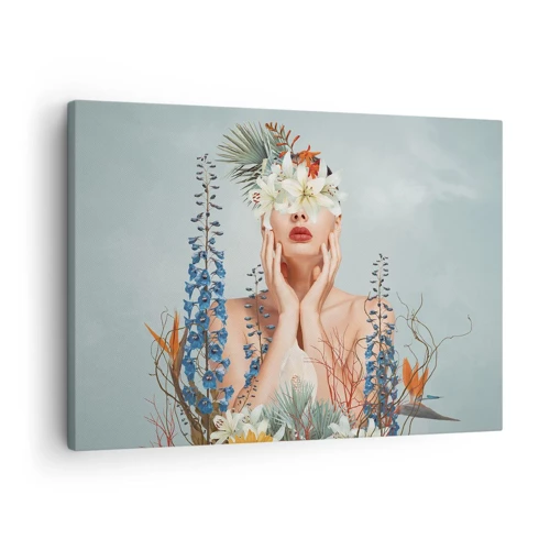 Bild auf Leinwand - Leinwandbild - Frau - Blume - 70x50 cm