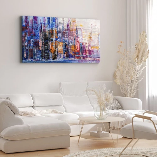 Bild auf Leinwand - Leinwandbild - Fröhliche Metropole - 100x40 cm