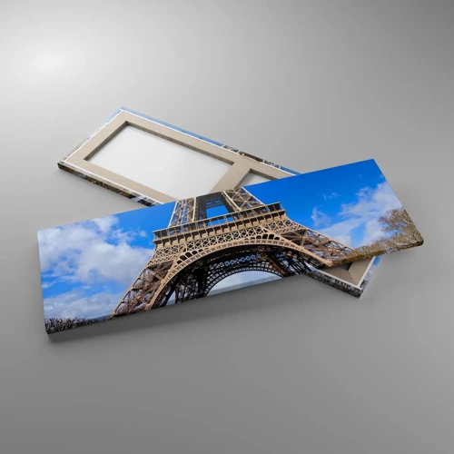 Bild auf Leinwand - Leinwandbild - Ganz Paris zu ihren Füßen - 90x30 cm