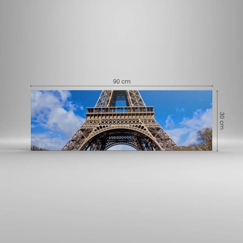 Bild auf Leinwand - Leinwandbild - Ganz Paris zu ihren Füßen - 90x30 cm