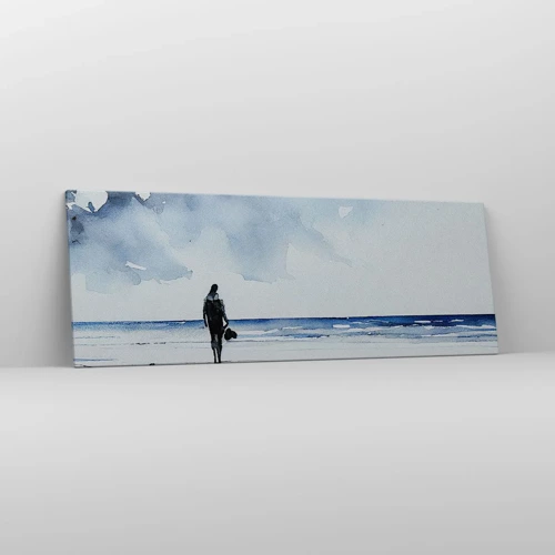 Bild auf Leinwand - Leinwandbild - Gespräch mit dem Meer - 140x50 cm
