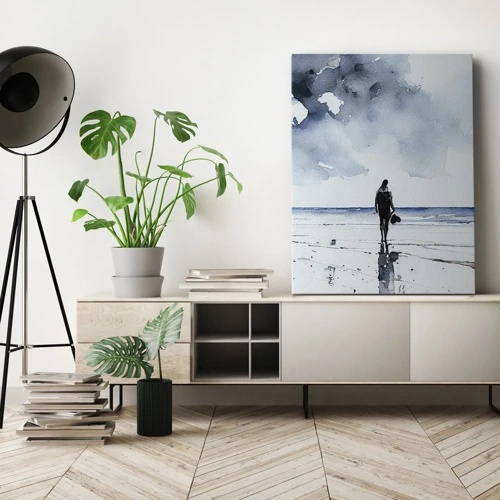 Bild auf Leinwand - Leinwandbild - Gespräch mit dem Meer - 45x80 cm