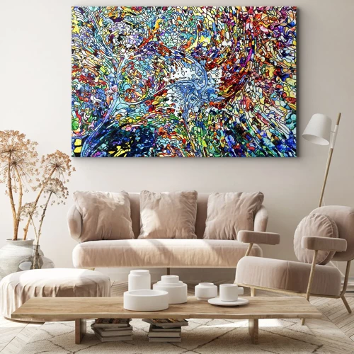 Bild auf Leinwand - Leinwandbild - Glasmalerei Wassertropfen - 70x50 cm