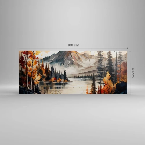 Bild auf Leinwand - Leinwandbild - Goldener Herbst in den Bergen - 100x40 cm