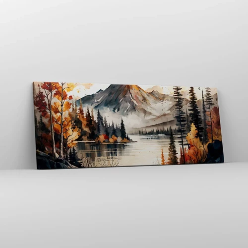 Bild auf Leinwand - Leinwandbild - Goldener Herbst in den Bergen - 100x40 cm