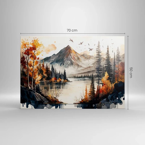 Bild auf Leinwand - Leinwandbild - Goldener Herbst in den Bergen - 70x50 cm