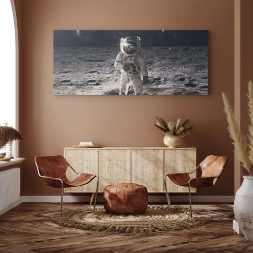 Bild auf Leinwand - Leinwandbild - Grüße vom Mond - 100x40 cm