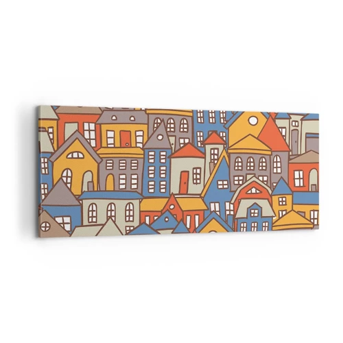 Bild auf Leinwand - Leinwandbild - Hinter dem Haus ist das Haus - 100x40 cm