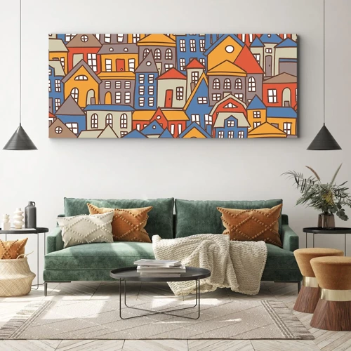 Bild auf Leinwand - Leinwandbild - Hinter dem Haus ist das Haus - 100x40 cm