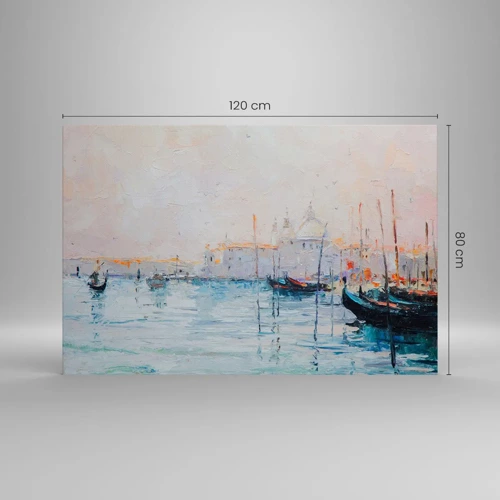 Bild auf Leinwand - Leinwandbild - Hinter dem Wasser, hinter dem Nebel - 120x80 cm