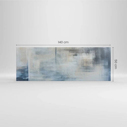 Bild auf Leinwand - Leinwandbild - Hinter dem blauen Vorhang - 140x50 cm