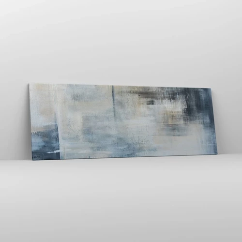 Bild auf Leinwand - Leinwandbild - Hinter dem blauen Vorhang - 140x50 cm