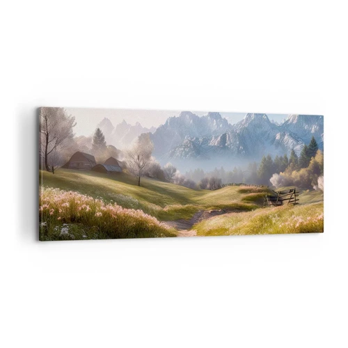 Bild auf Leinwand - Leinwandbild - Idyllisches Tal - 100x40 cm