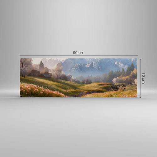 Bild auf Leinwand - Leinwandbild - Idyllisches Tal - 90x30 cm