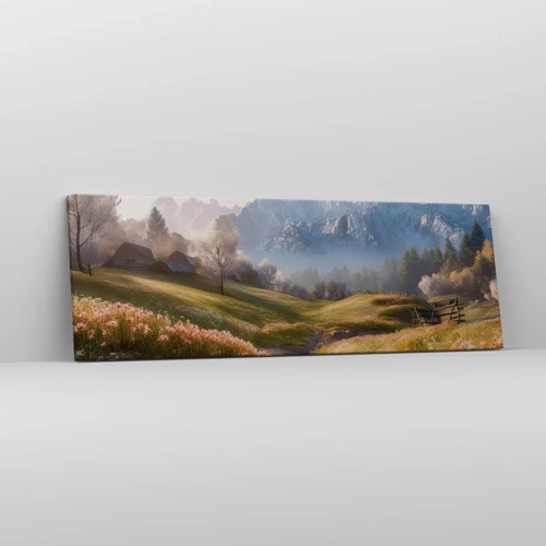 Bild auf Leinwand - Leinwandbild - Idyllisches Tal - 90x30 cm