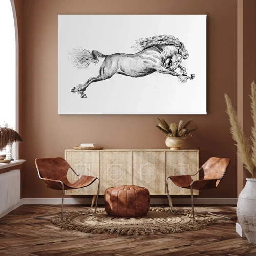 Bild auf Leinwand - Leinwandbild - Im Galopp festgehalten - 120x80 cm