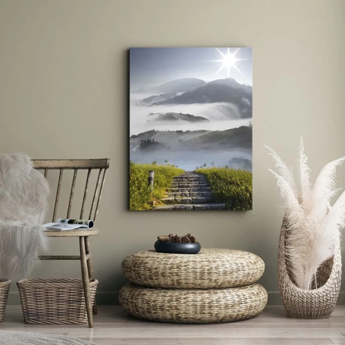 Bild auf Leinwand - Leinwandbild - Immer noch den Wolken entgegen - 45x80 cm