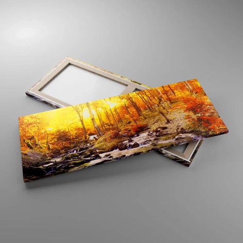 Bild auf Leinwand - Leinwandbild - In Gold und Platin gefasste Steine - 100x40 cm