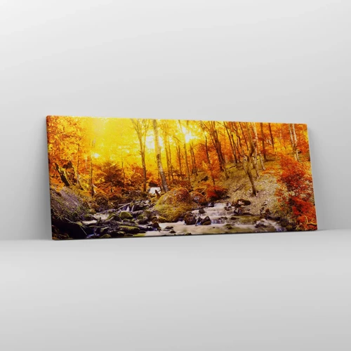 Bild auf Leinwand - Leinwandbild - In Gold und Platin gefasste Steine - 100x40 cm