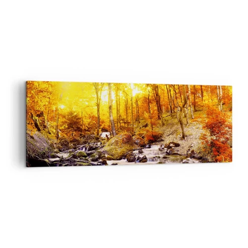 Bild auf Leinwand - Leinwandbild - In Gold und Platin gefasste Steine - 140x50 cm