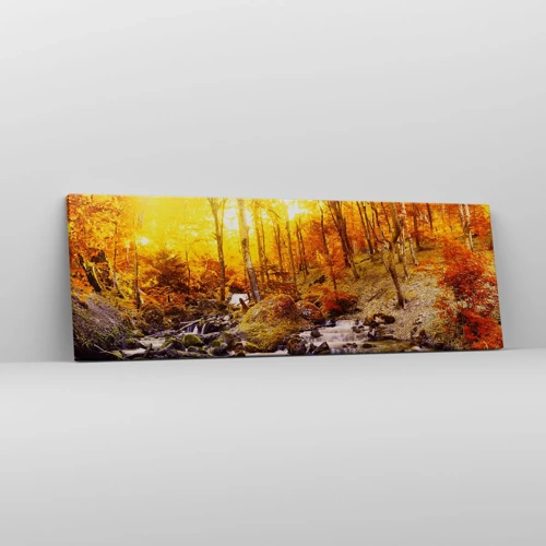 Bild auf Leinwand - Leinwandbild - In Gold und Platin gefasste Steine - 90x30 cm