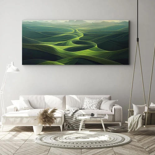 Bild auf Leinwand - Leinwandbild - In den grünen Tälern - 90x30 cm