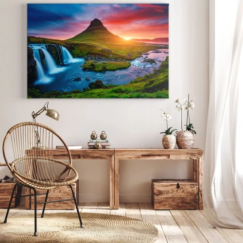 Bild auf Leinwand - Leinwandbild - Island - Feuer und Wasser - 70x50 cm