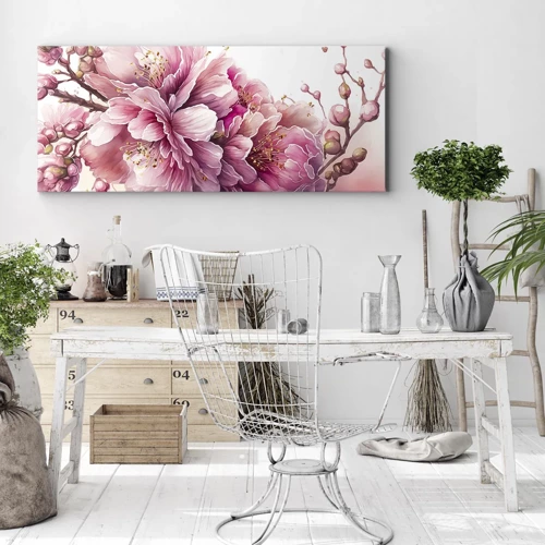 Bild auf Leinwand - Leinwandbild - Kirschblütenblüte - 100x40 cm