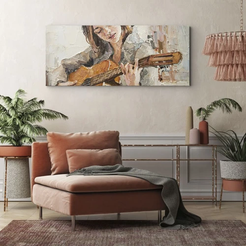 Bild auf Leinwand - Leinwandbild - Konzert für Gitarre und Mädchenherz - 100x40 cm