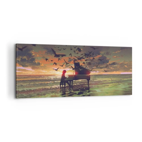 Bild auf Leinwand - Leinwandbild - Konzert für Klavier und Wellen - 100x40 cm