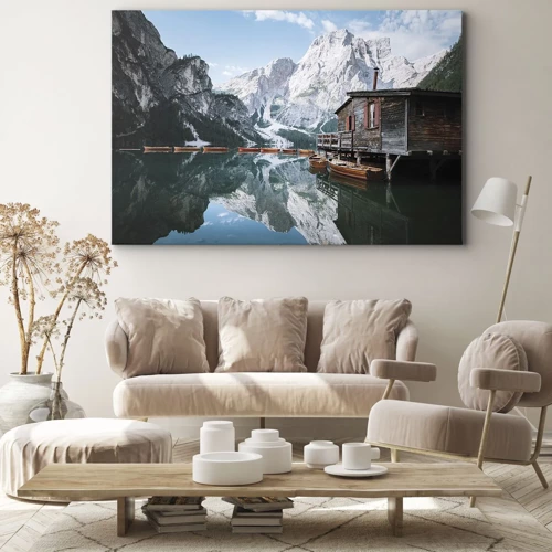 Bild auf Leinwand - Leinwandbild - Kristallklarer Bergmorgen - 70x50 cm