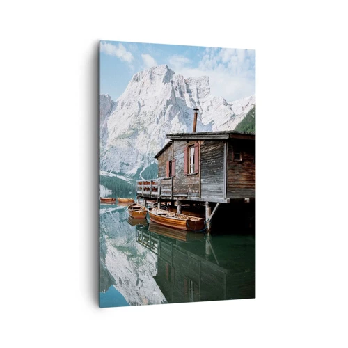Bild auf Leinwand - Leinwandbild - Kristallklarer Bergmorgen - 80x120 cm