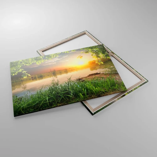 Bild auf Leinwand - Leinwandbild - Landschaft in einem grünen Rahmen - 100x70 cm