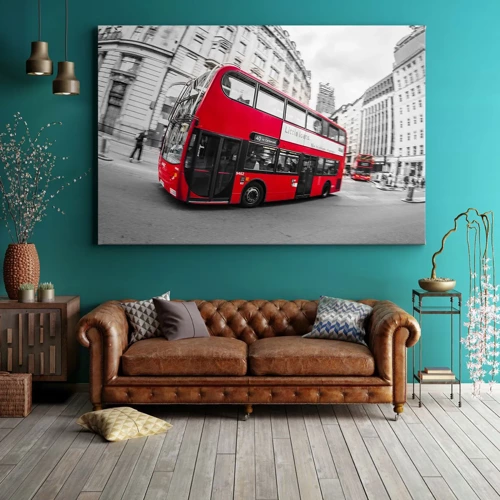Bild auf Leinwand - Leinwandbild - London traditionell - mit dem Bus - 70x50 cm