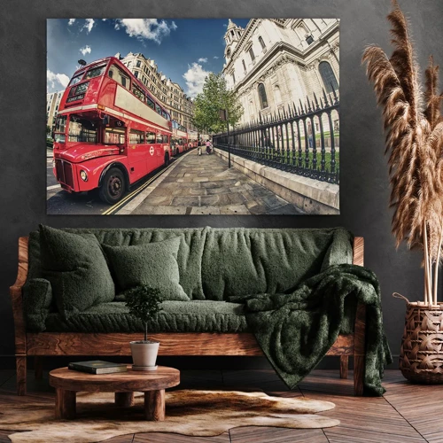 Bild auf Leinwand - Leinwandbild - Londoner Straße in Grau und Rot - 70x50 cm