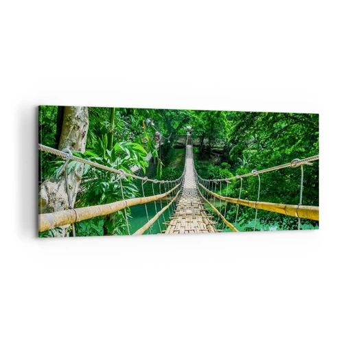 Bild auf Leinwand - Leinwandbild - Monkey Bridge über das Grün - 100x40 cm